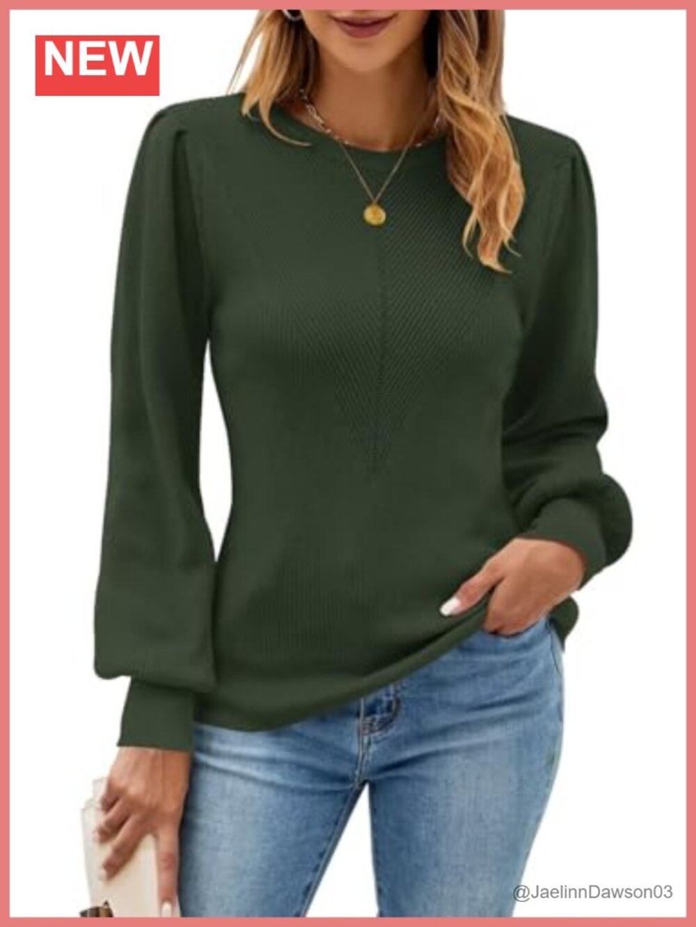 Womens Ribbed Knit Long Sleeve Crewneck Slim Fit Pullover Sweater